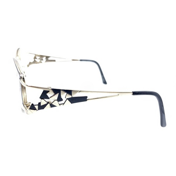 St. Moritz Erika Black Gold Rectangle Eyeglasses Frames 54-15 135 Designer - Picture 7 of 12